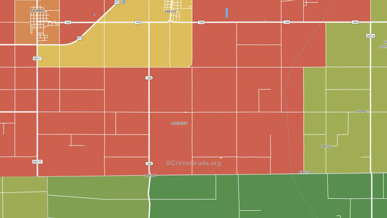 Paulding, MO Map of Drug-Related Crime Rates