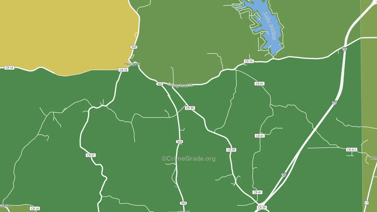Paulding, MS Map of Drug-Related Crime Rates