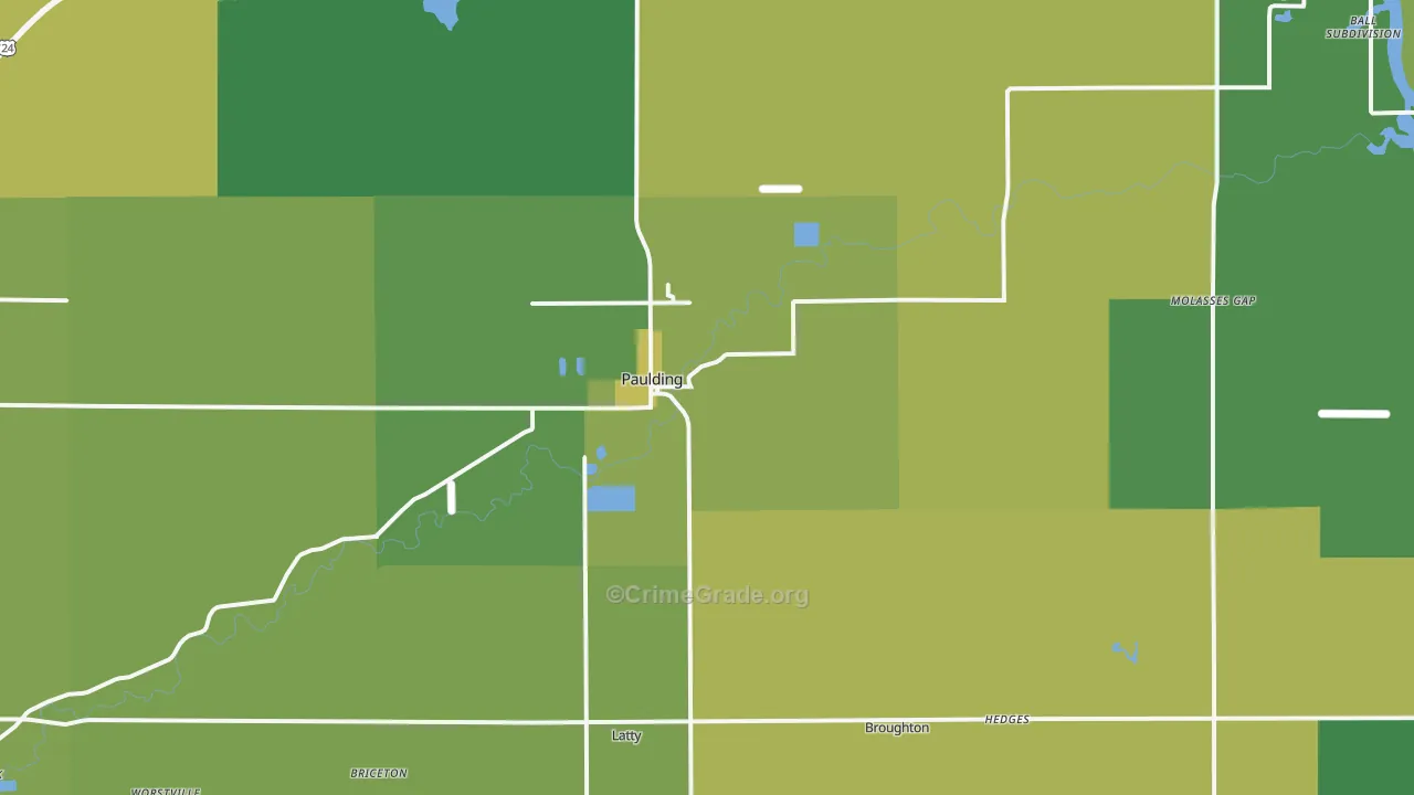 Paulding, OH Map of Drug-Related Crime Rates