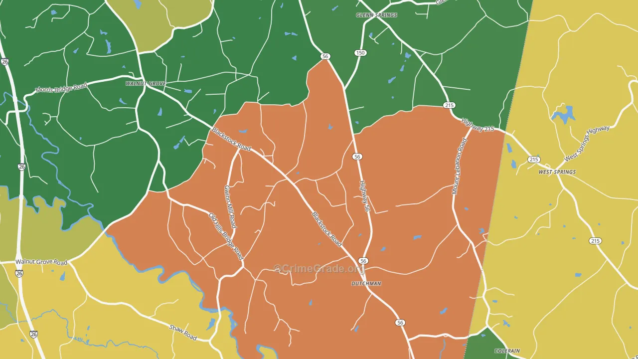 Pauline, SC Map of Drug-Related Crime Rates