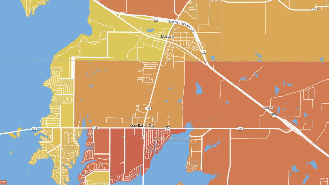 Pauline, TX Map of Drug-Related Crime Rates