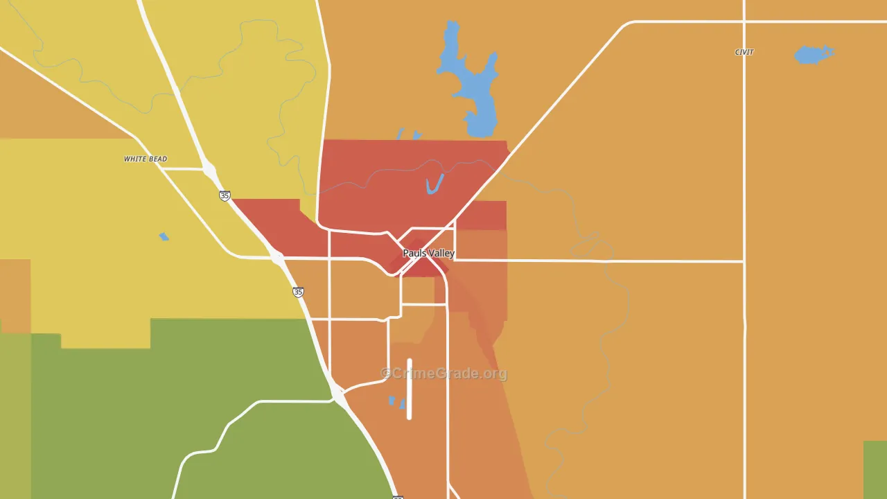 Pauls Valley, OK Map of Drug-Related Crime Rates