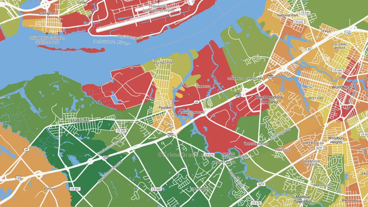 Paulsboro, NJ Map of Drug-Related Crime Rates