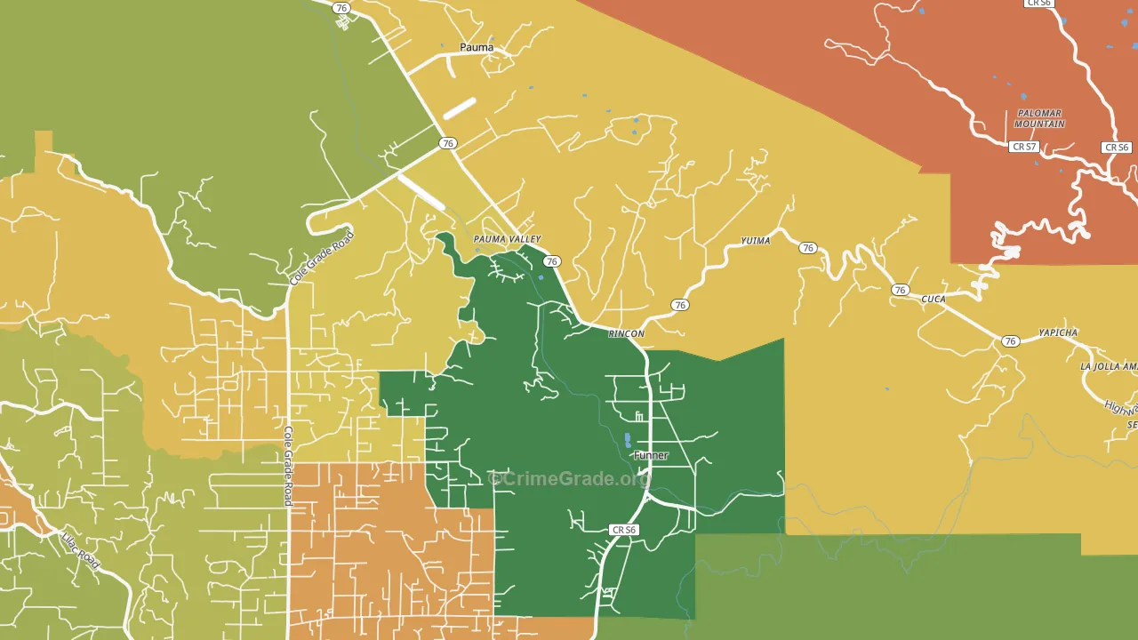 Pauma Valley, CA Map of Drug-Related Crime Rates