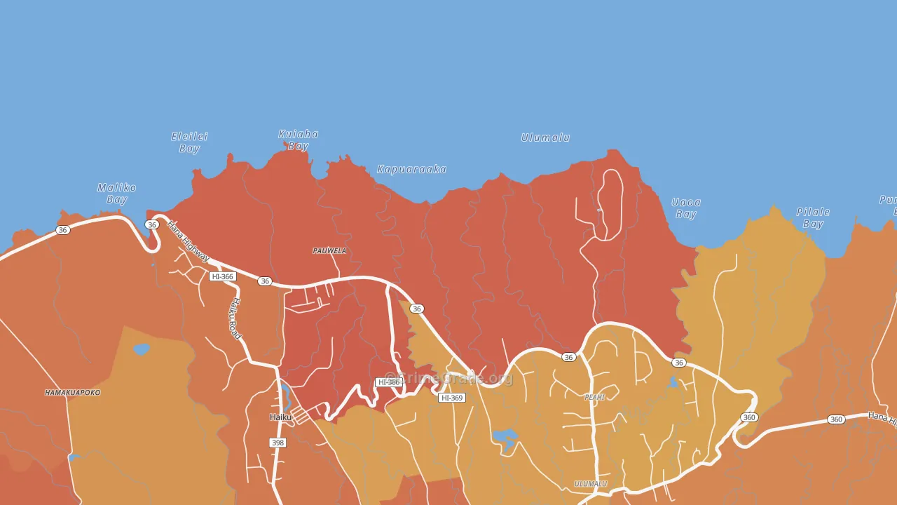 Pauwela, HI Map of Drug-Related Crime Rates