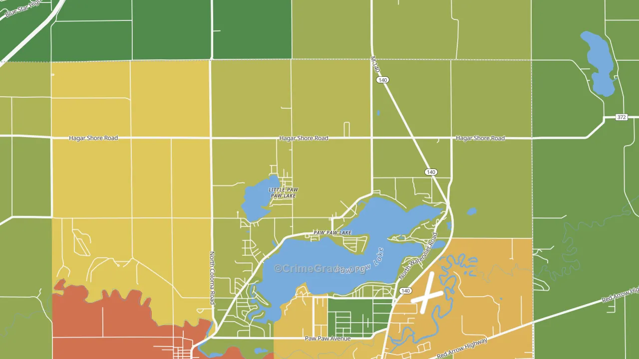 Paw Paw Lake, MI Map of Drug-Related Crime Rates