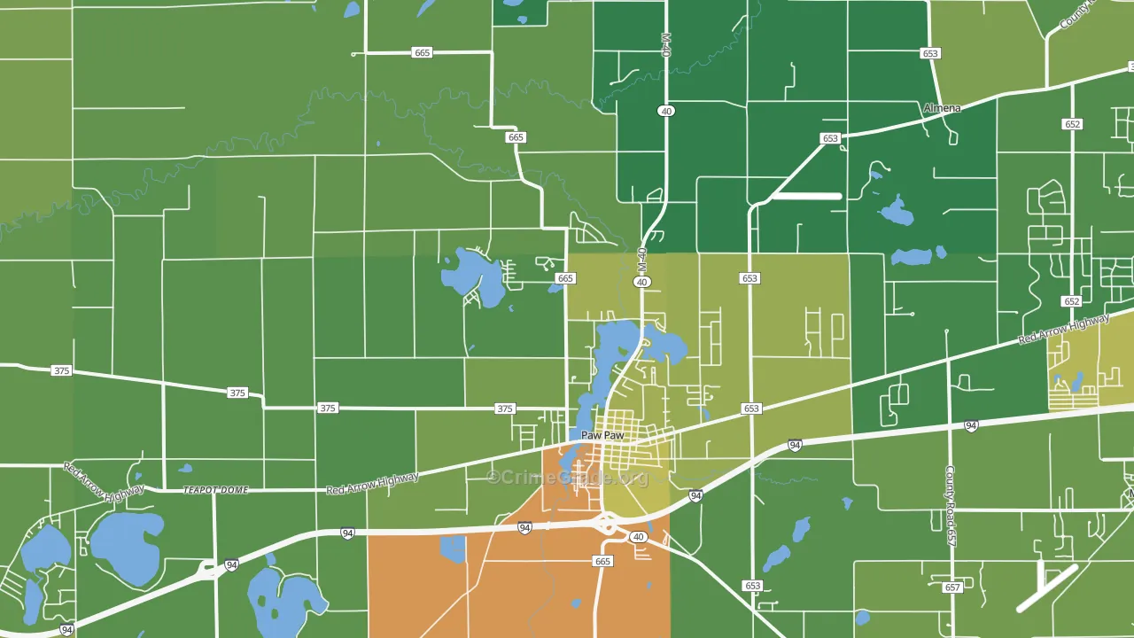 Paw Paw, MI Map of Drug-Related Crime Rates