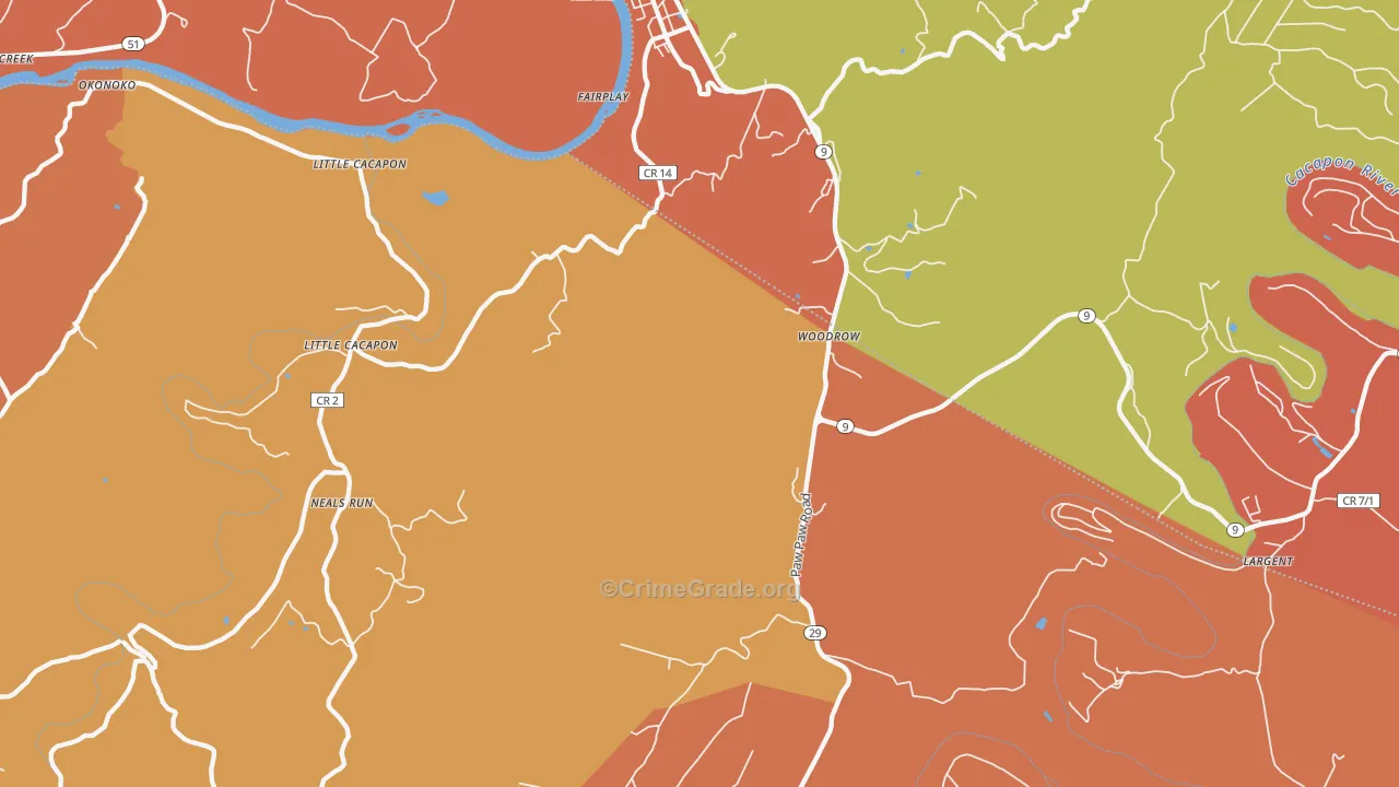 Paw Paw, WV Map of Drug-Related Crime Rates