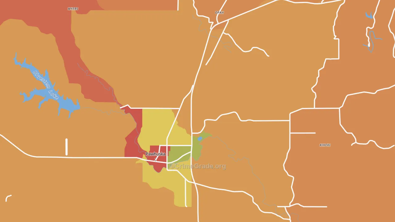 Pawhuska, OK Map of Drug-Related Crime Rates