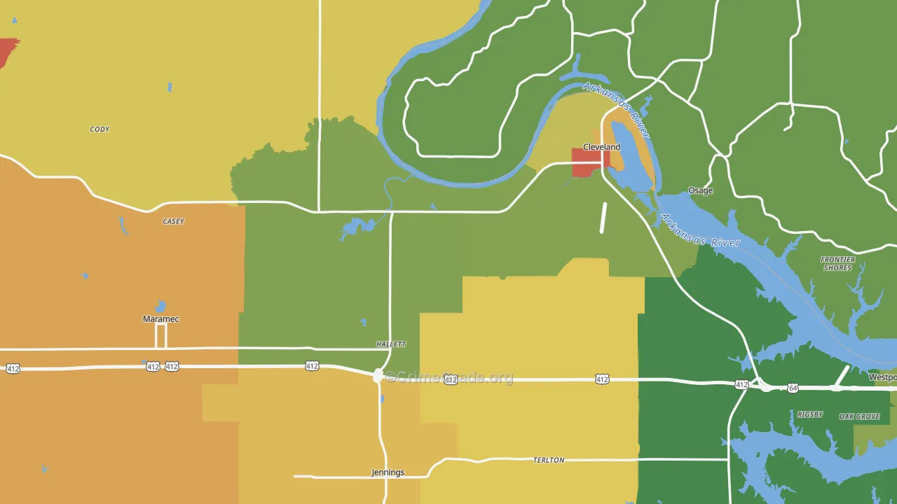 Pawnee County, OK Map of Drug-Related Crime Rates