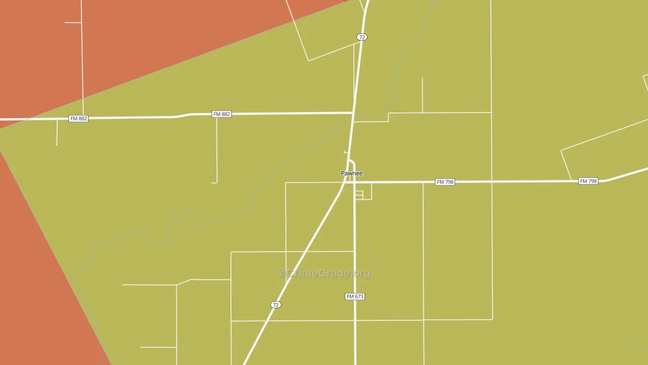 Pawnee, TX Map of Drug-Related Crime Rates