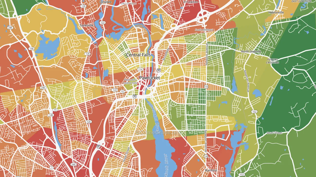 Pawtucket, RI Map of Drug-Related Crime Rates