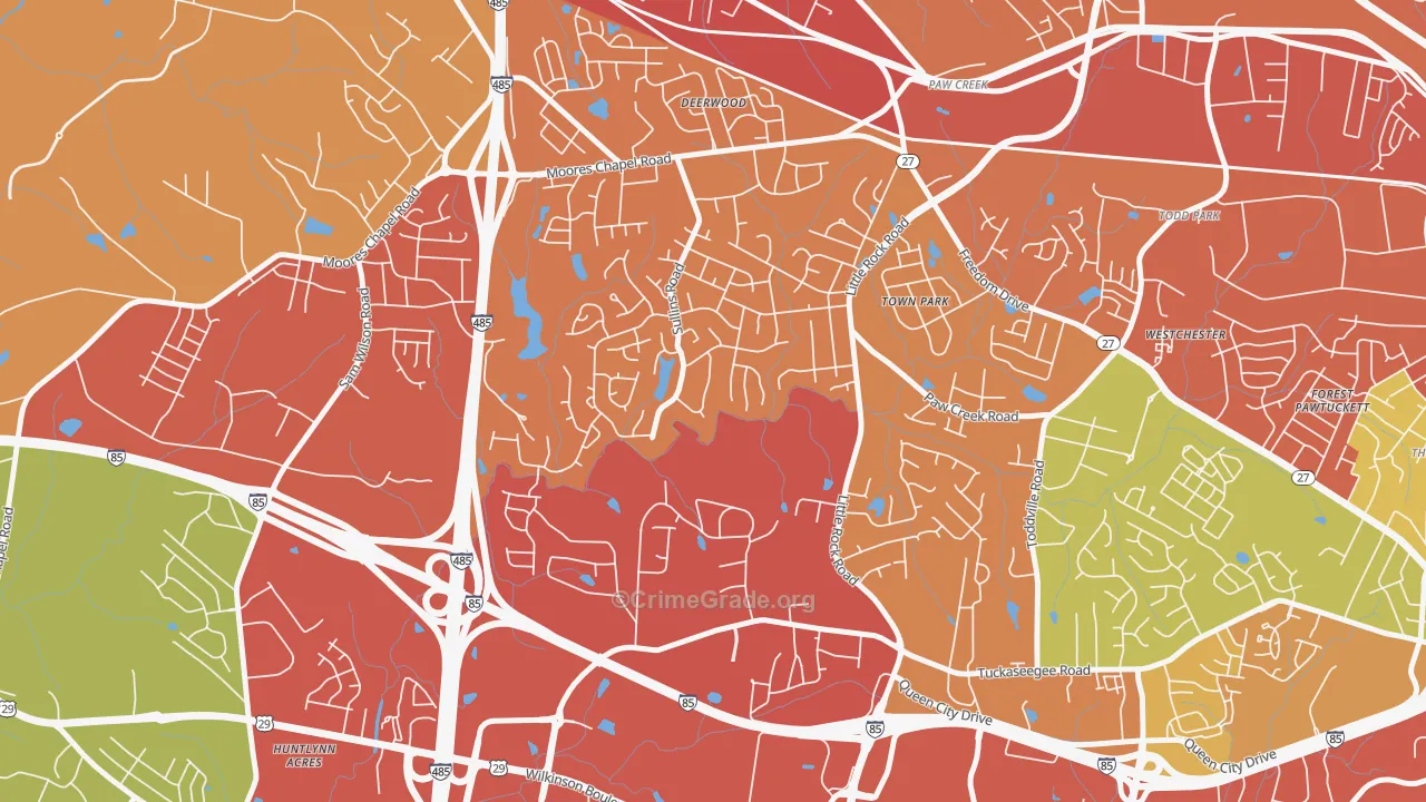 Pawtuckett, Charlotte, NC Map of Drug-Related Crime Rates