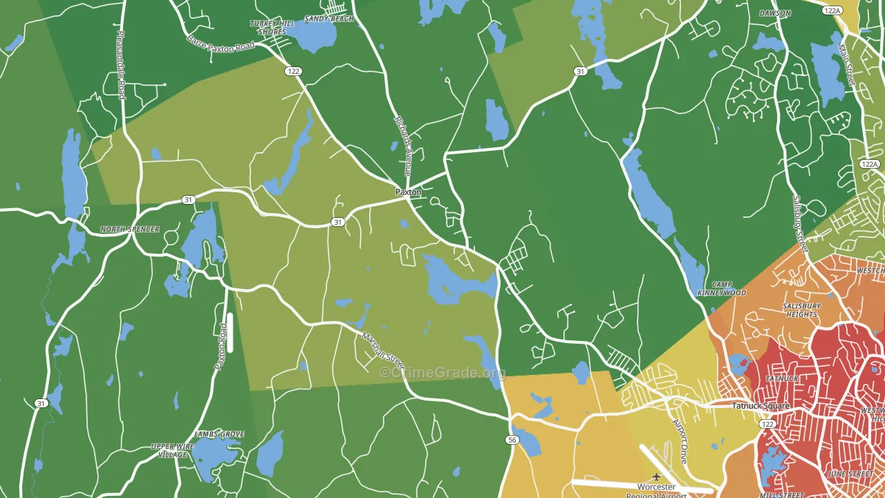 Paxton, MA Map of Drug-Related Crime Rates