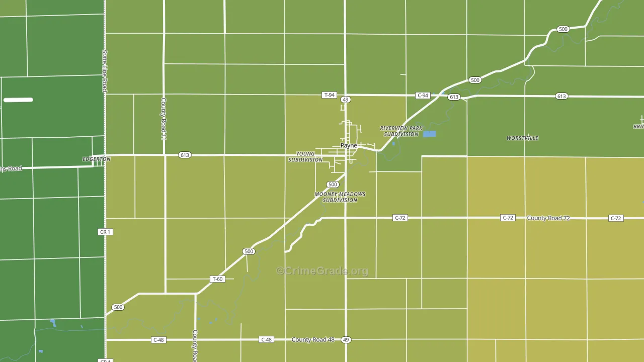 Payne, OH Map of Drug-Related Crime Rates
