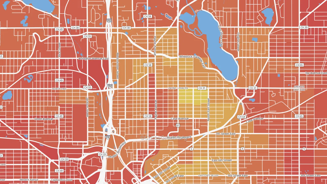 Payne Phallen, St. Paul, MN Map of Drug-Related Crime Rates