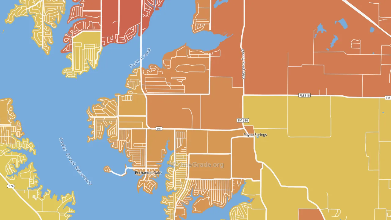Payne Springs, TX Map of Drug-Related Crime Rates
