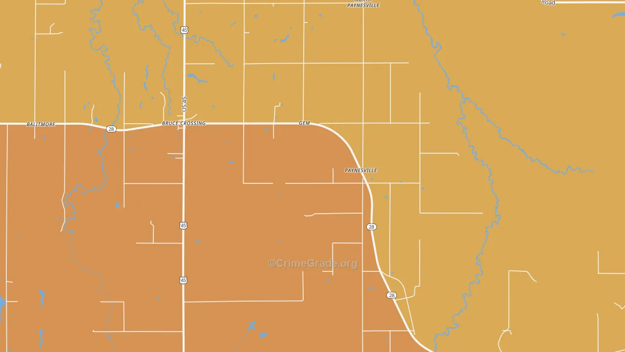 Paynesville, MI Map of Drug-Related Crime Rates