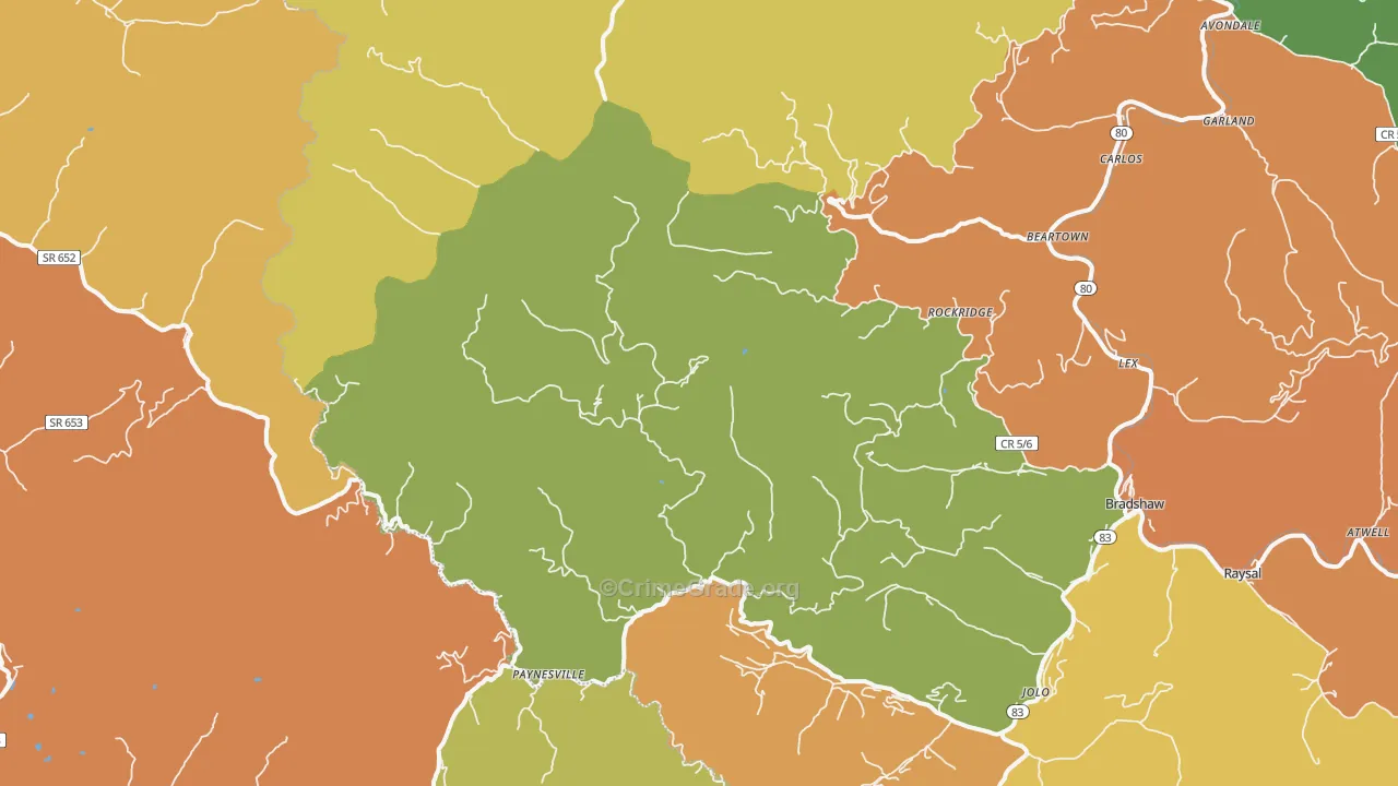 Paynesville, WV Map of Drug-Related Crime Rates