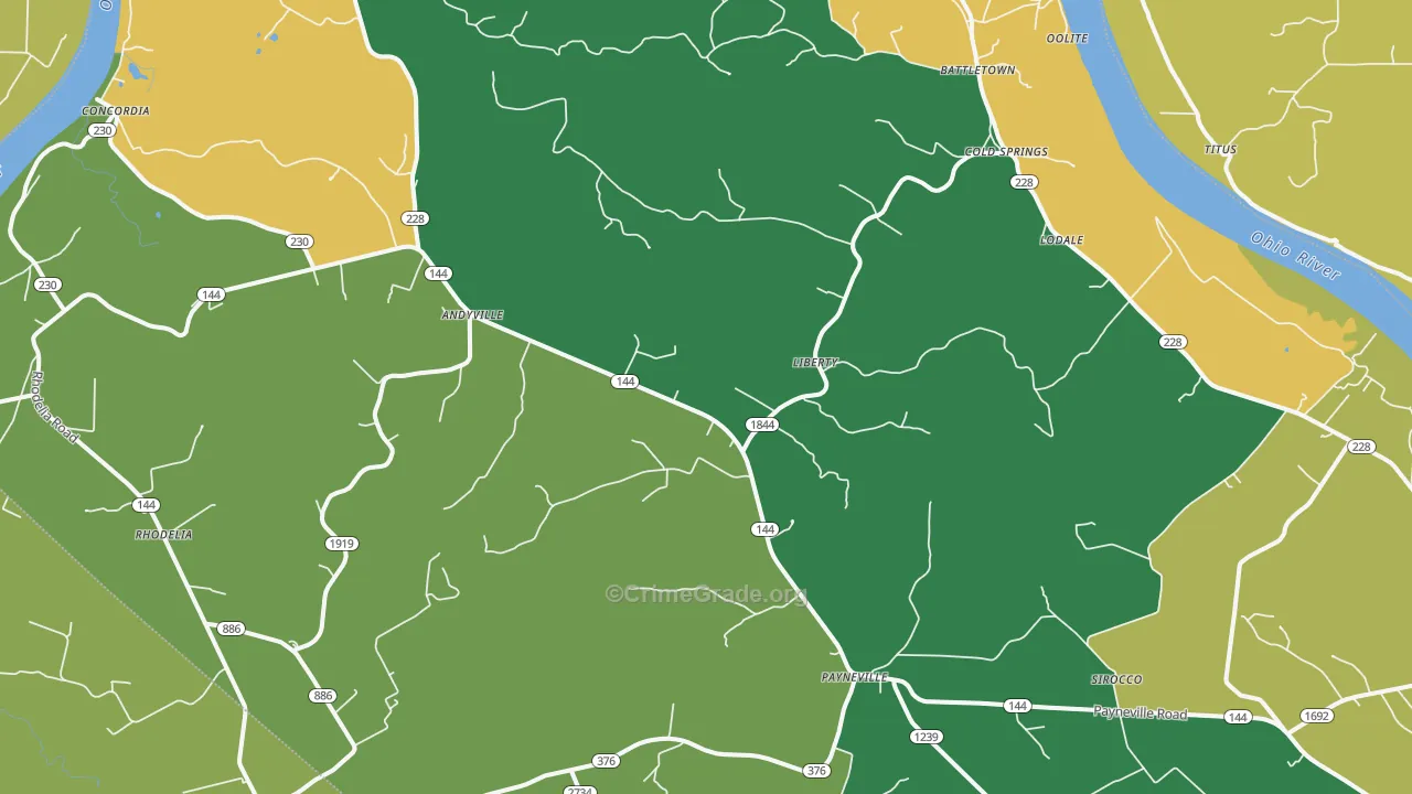 Payneville, KY Map of Drug-Related Crime Rates