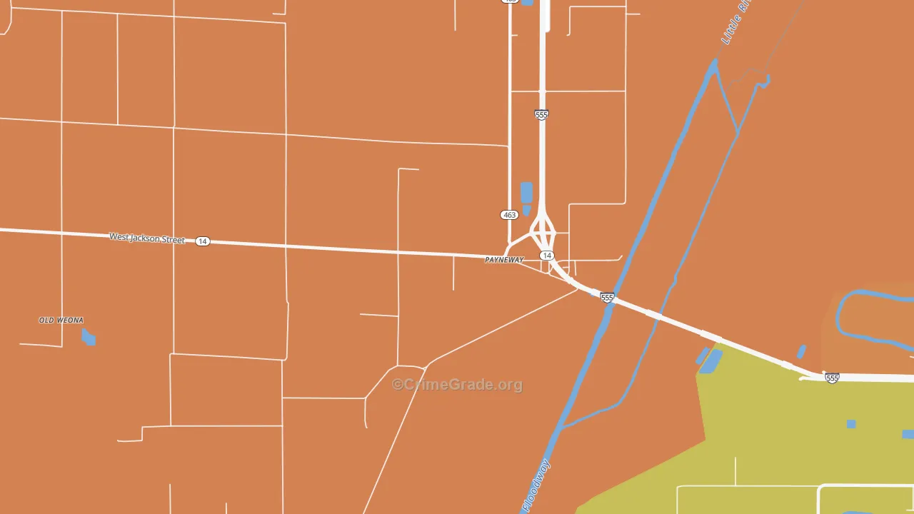 Payneway, AR Map of Drug-Related Crime Rates