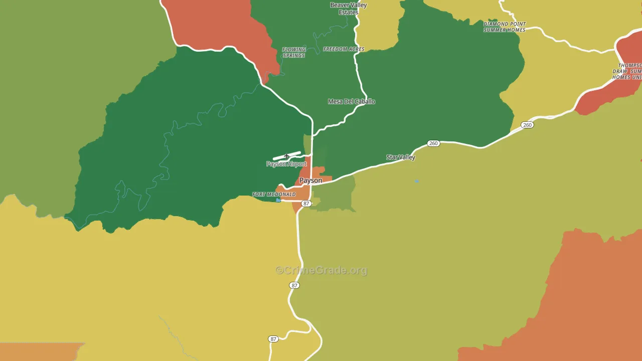 Payson, AZ Map of Drug-Related Crime Rates