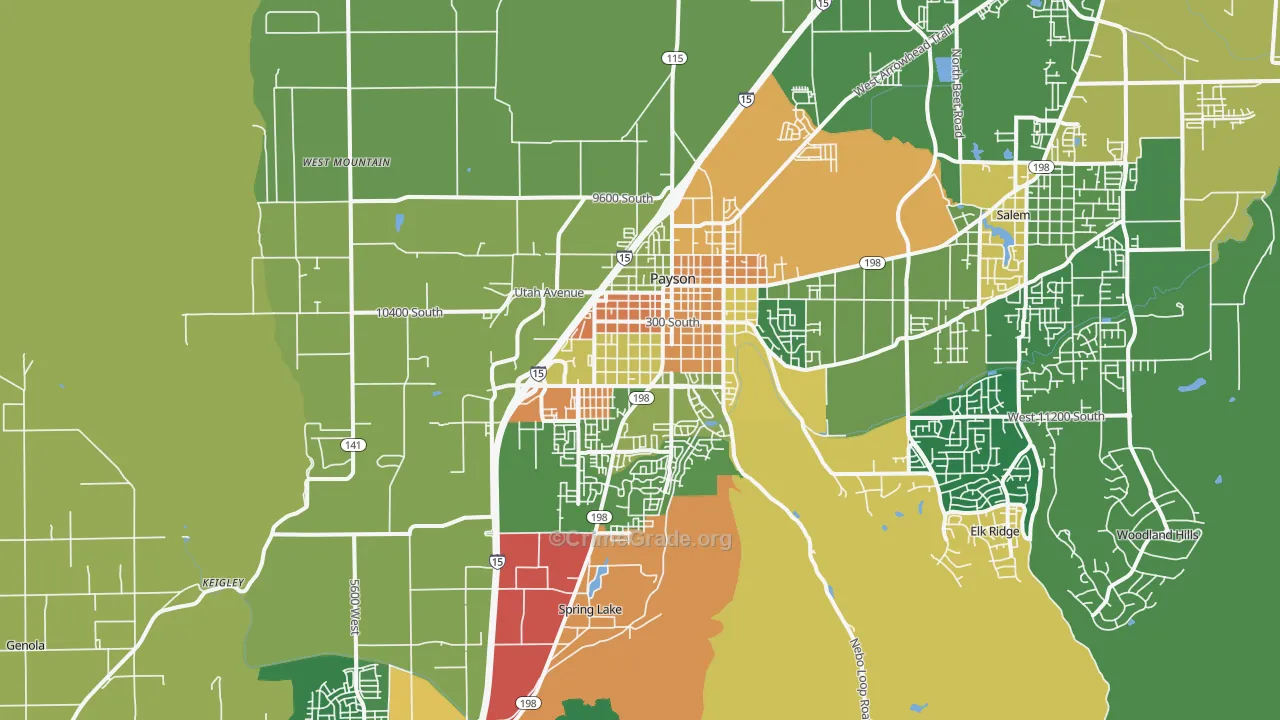 Payson, UT Map of Drug-Related Crime Rates