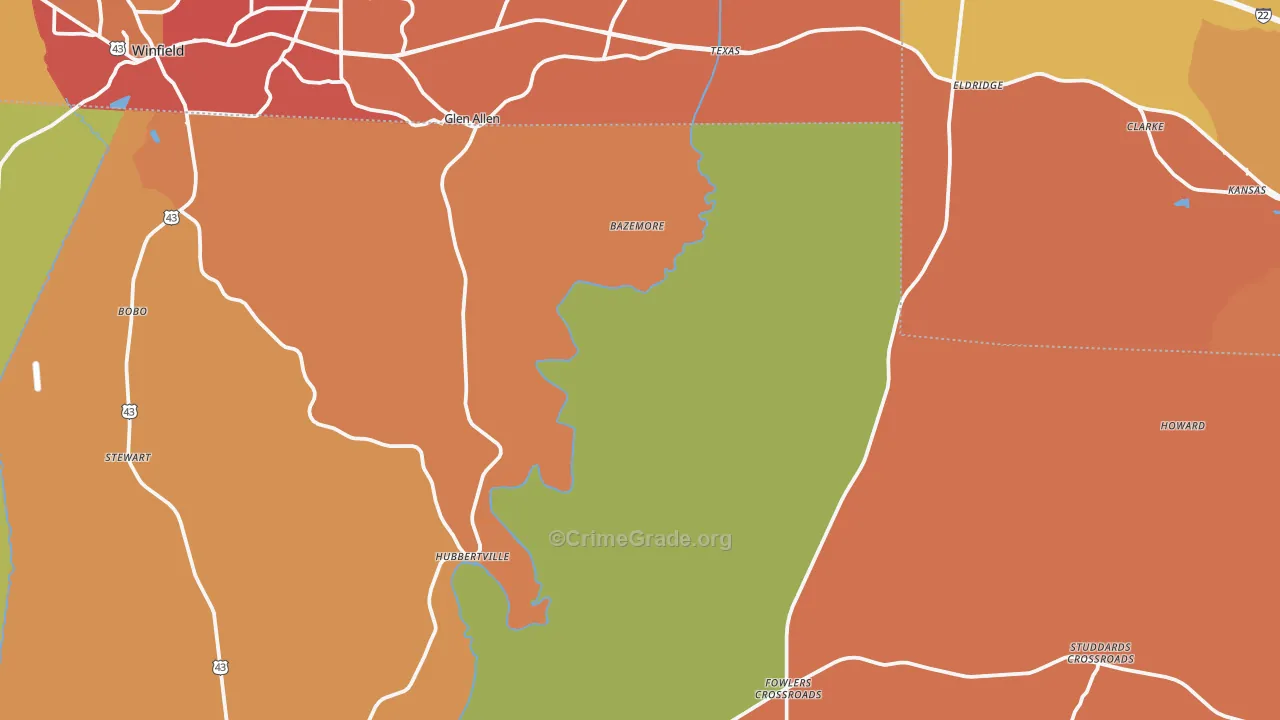 Pea Ridge, AL Map of Drug-Related Crime Rates