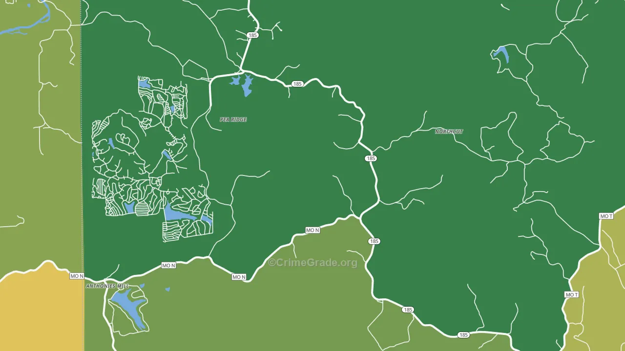 Pea Ridge, MO Map of Drug-Related Crime Rates