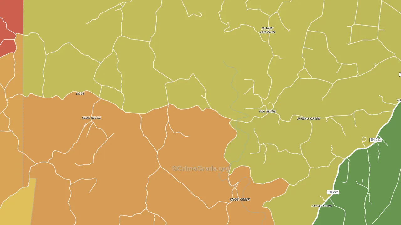 Pea Ridge, TN Map of Drug-Related Crime Rates