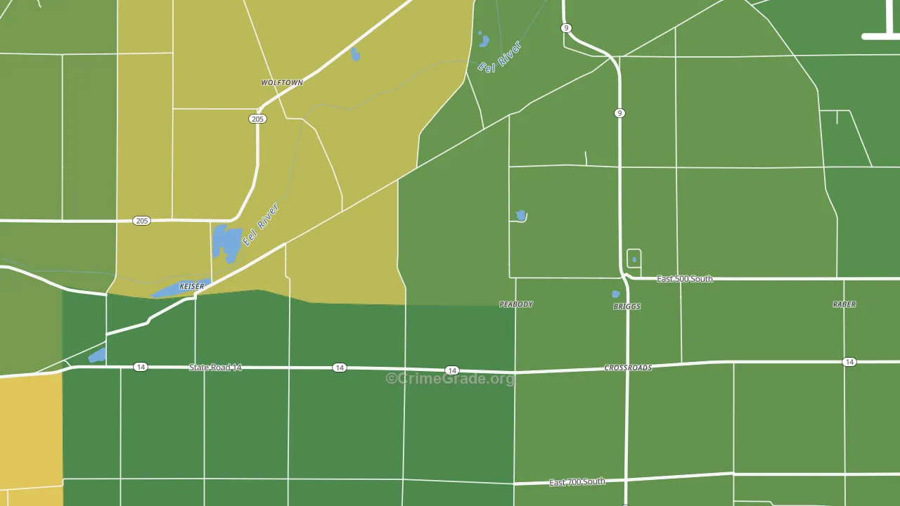 Peabody, IN Map of Drug-Related Crime Rates