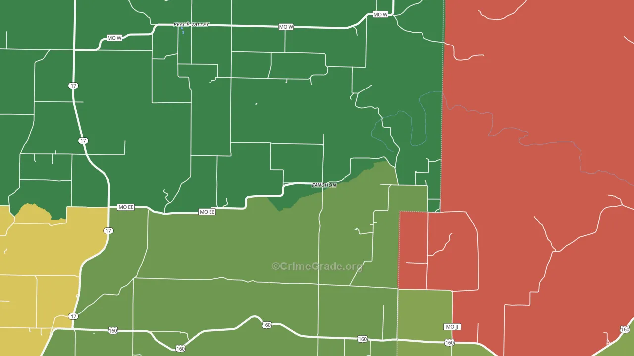 Peace Valley, MO Map of Drug-Related Crime Rates