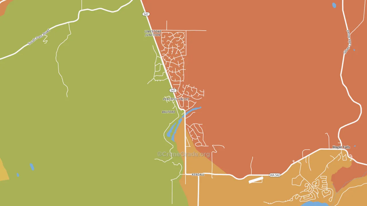 Peaceful Valley, WA Map of Drug-Related Crime Rates