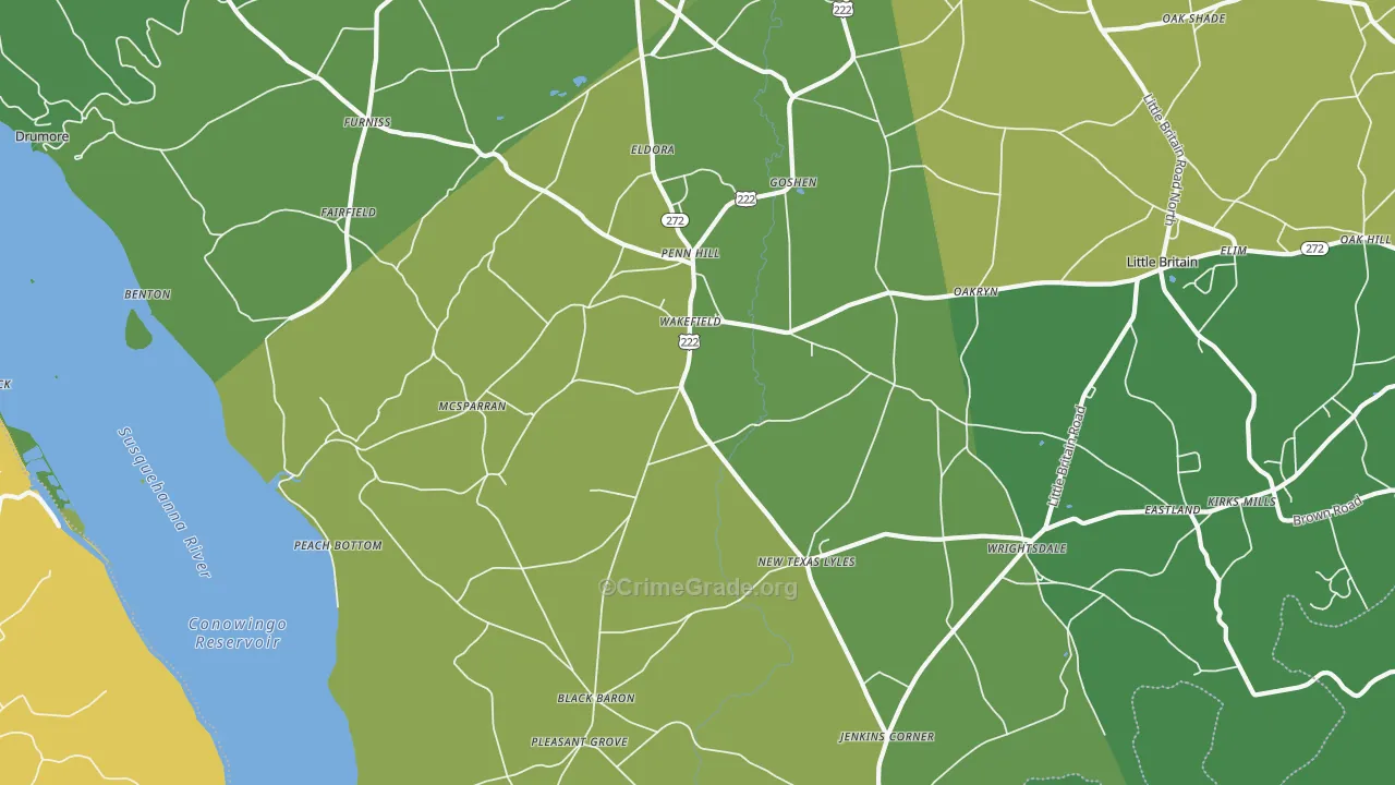 Peach Bottom, PA Map of Drug-Related Crime Rates