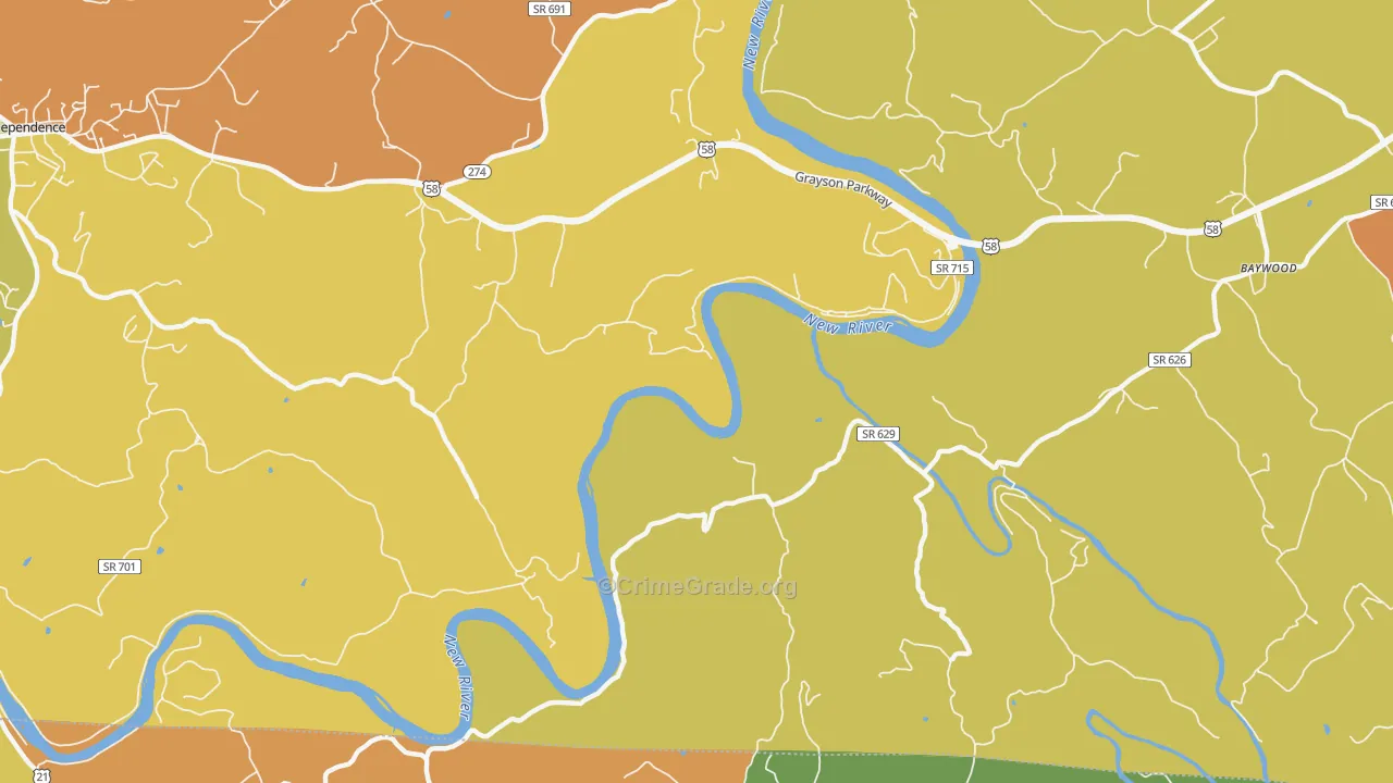 Peach Bottom, VA Map of Drug-Related Crime Rates