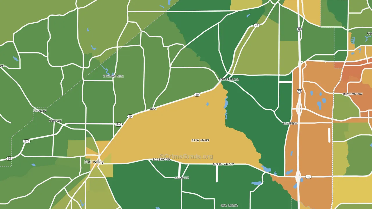 Peach County, GA Map of Drug-Related Crime Rates