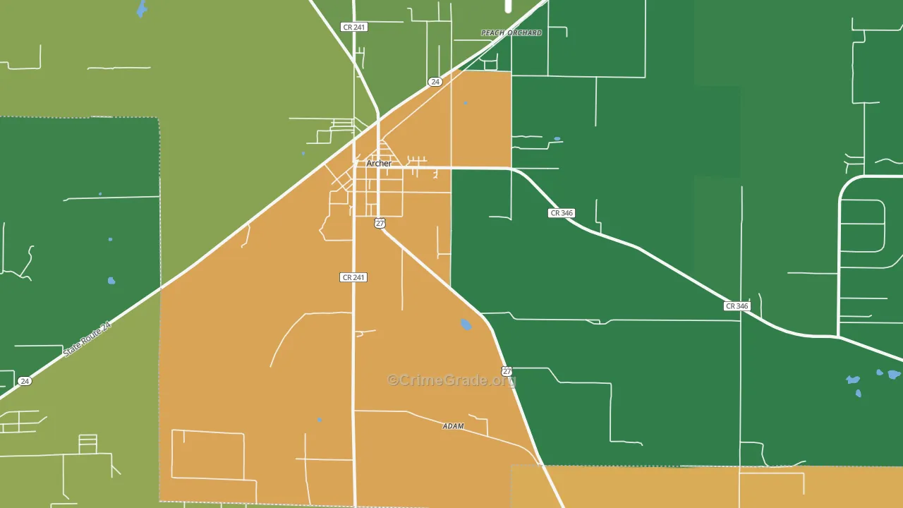 Peach Orchard, FL Map of Drug-Related Crime Rates