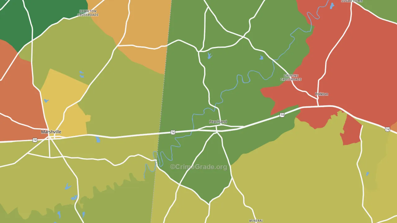 Peachland, NC Map of Drug-Related Crime Rates