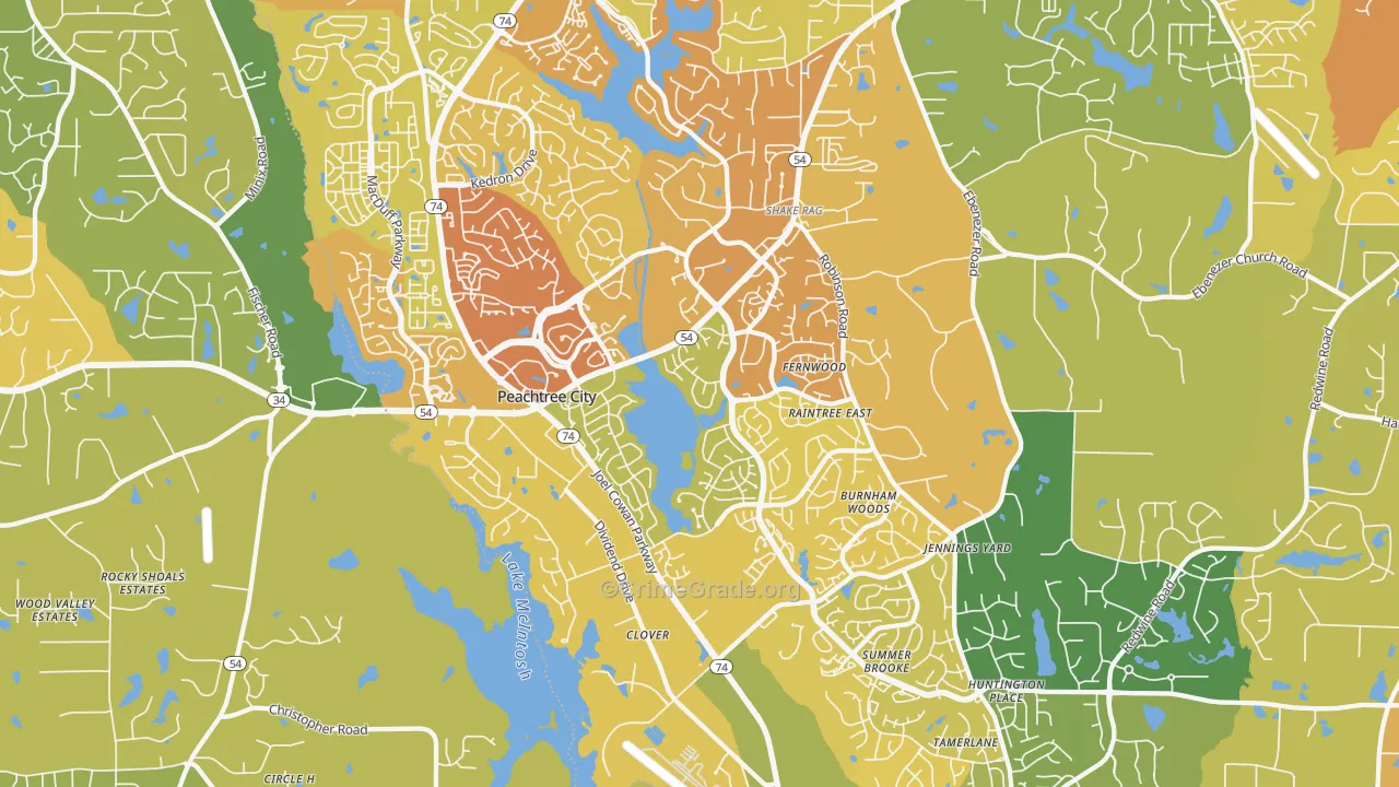 Peachtree City, GA Map of Drug-Related Crime Rates