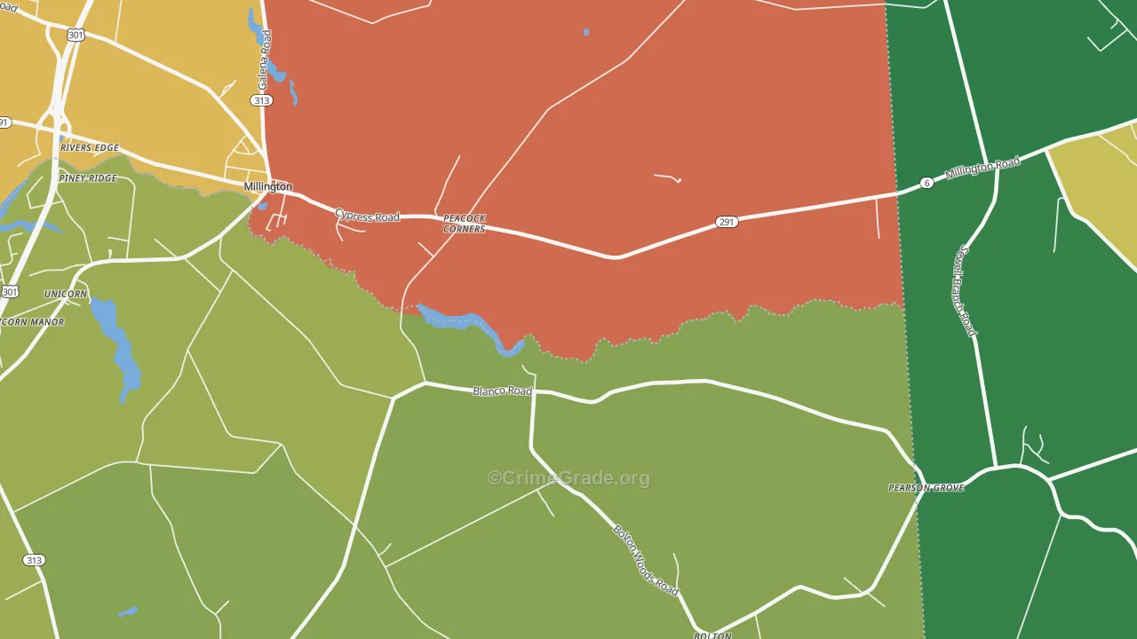 Peacock Corners, MD Map of Drug-Related Crime Rates