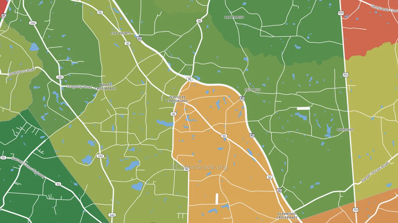 Peacocks Crossroads, NC Map of Drug-Related Crime Rates