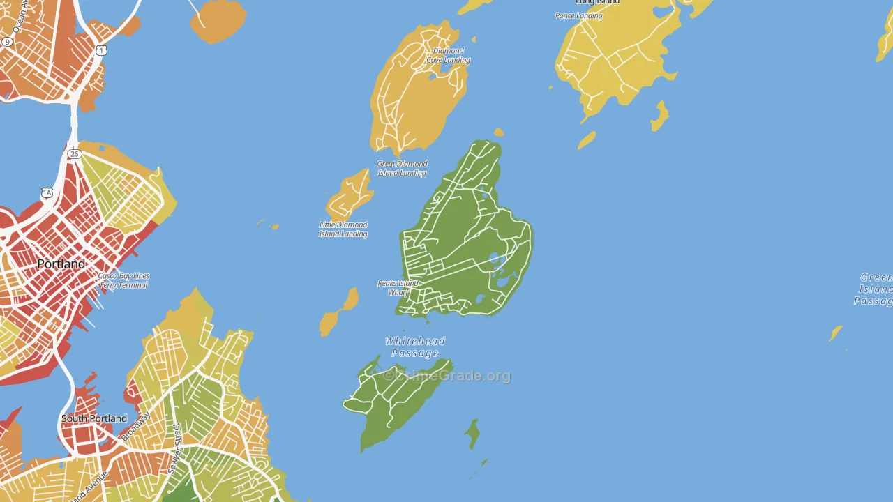 Peaks Island, ME Map of Drug-Related Crime Rates