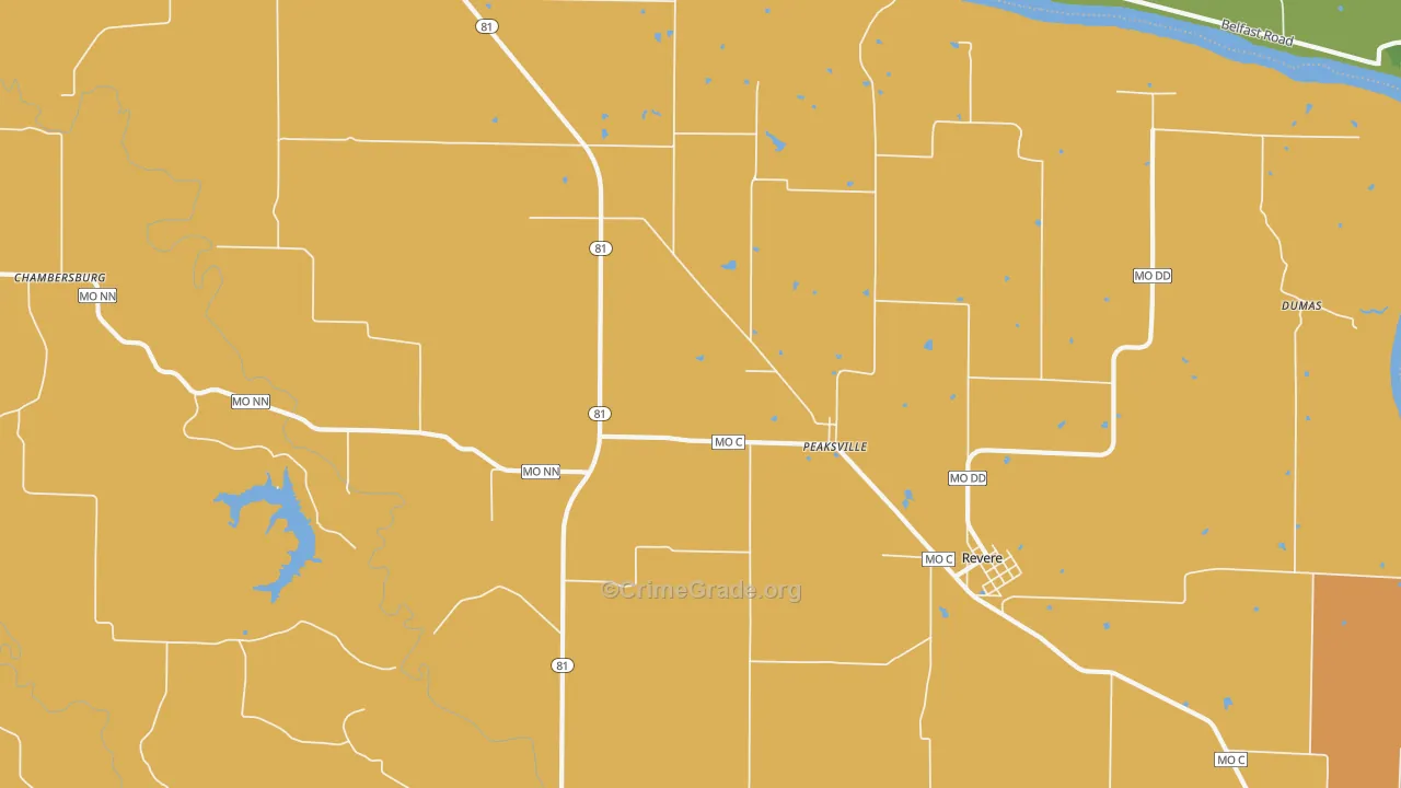 Peaksville, MO Map of Drug-Related Crime Rates