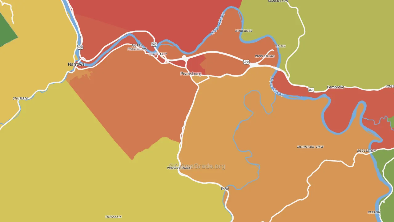Pearisburg, VA Map of Drug-Related Crime Rates