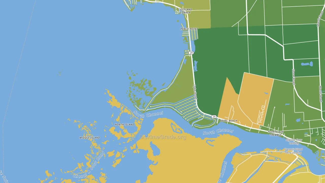 Pearl Beach, MI Map of Drug-Related Crime Rates