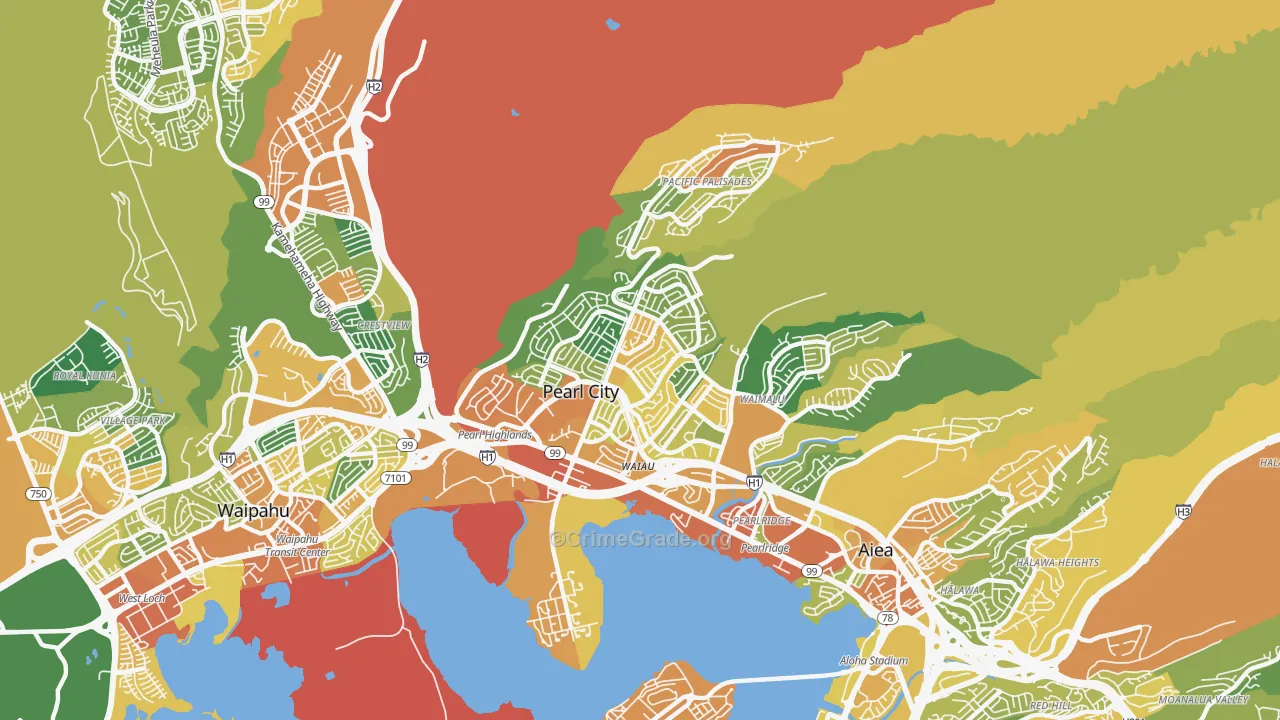 Pearl City, HI Map of Drug-Related Crime Rates
