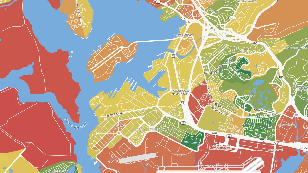 Pearl Harbor, HI Map of Drug-Related Crime Rates