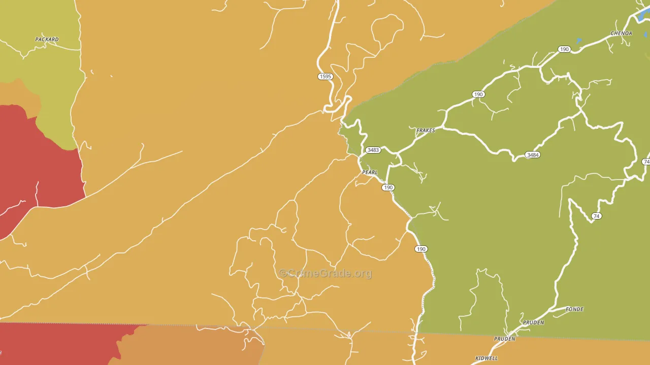 Pearl, KY Map of Drug-Related Crime Rates