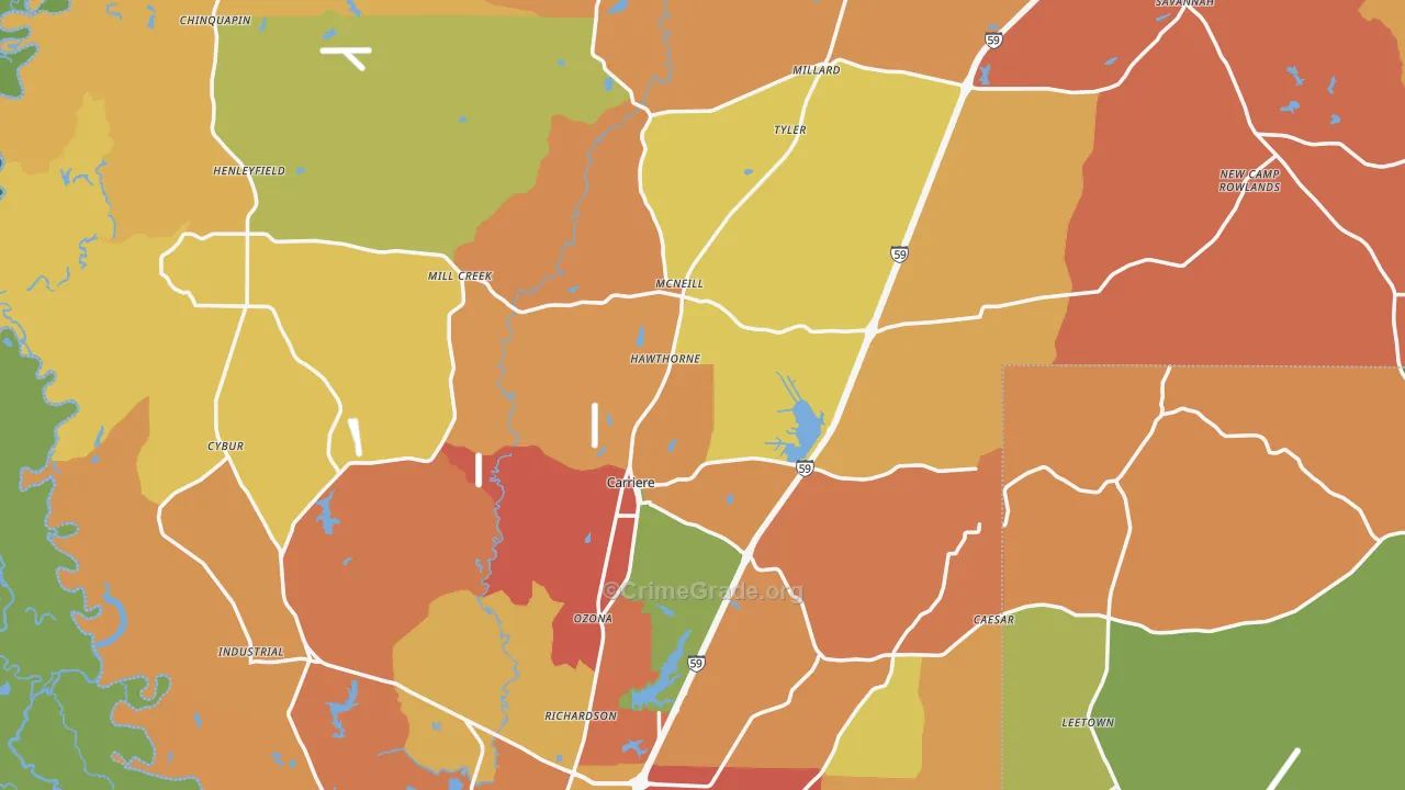 Pearl River County, MS Map of Drug-Related Crime Rates