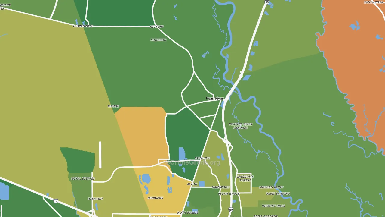 Pearl River, LA Map of Drug-Related Crime Rates